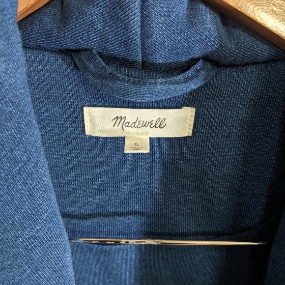 NEW Madewell Indigo Terry Sweatshirt Puffer Coat - Picture 7 of 8